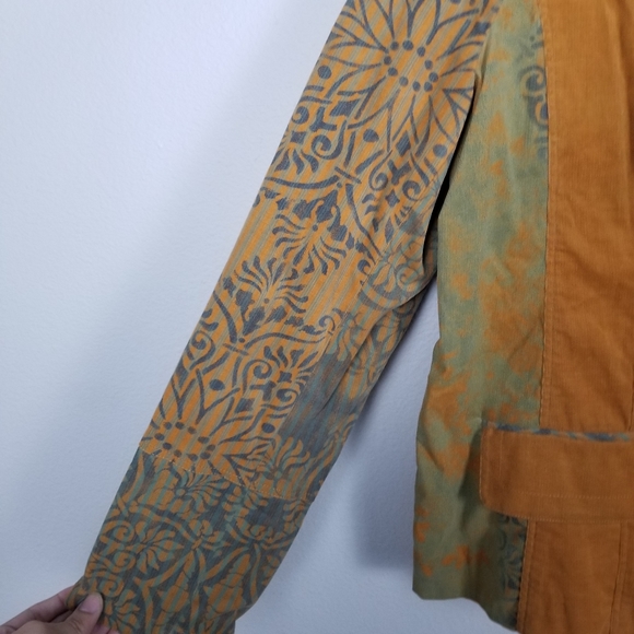Vintage 90s Y2K Alain Weiz Sport Printed Double-breasted Corduroy Jacket Sz 18 - Picture 7 of 15